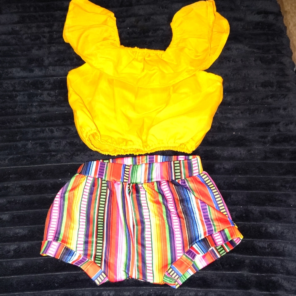 SHEIN Yellow and Multicolor Kids Matching Set
